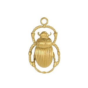 Polished gold stainless steel beetle pendant with detailed engraving for DIY jewelry making