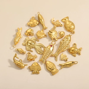 Golden plated marine animal koi and whale pendants for DIY jewelry making