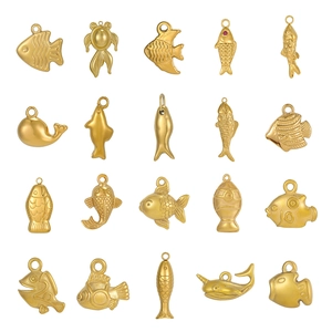 Stainless Steel Gold Plated Fish Pendant For DIY Jewelry Making Koi Whale Dolphin Marine Animal Charm Accessory Women