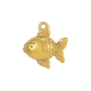 Golden fish pendant in 24K gold style with scale texture for DIY jewelry making