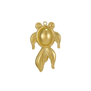 Golden goldfish pendant in stainless steel for DIY jewelry making with high gloss finish