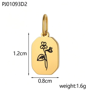 Gouden rechthoekige bloem hanger van roestvrij staal voor DIY sieraden maken