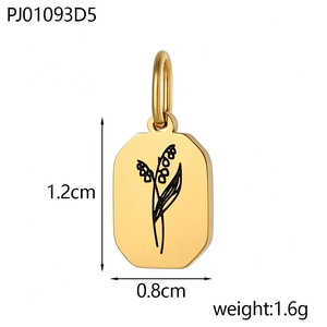 Gouden rechthoekige lelietje-van-dalen hanger, 1,2x0,8cm, diy sieraden onderdeel