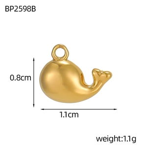 Polished gold whale pendant measuring 0.8x1.1cm for minimalist jewelry making