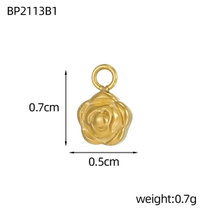 Detailed gold sunflower charm, 0.7cm x 0.5cm, stainless steel jewelry accessory