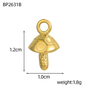 Colgante de hongo dorado pulido con baño de oro de 18k para creación de joyas