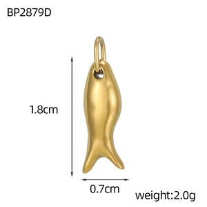Macro view of a gold-plated koi fish pendant with 1.8cm height and 0.7cm width dimensions