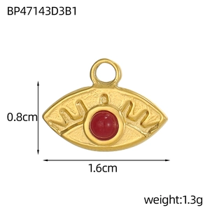 Goldener Evil Eye Anhänger mit roter Perle, 1,6cm x 0,8cm, 1,3g für DIY-Schmuckherstellung