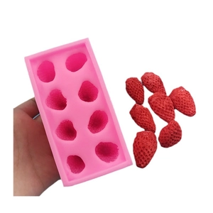8-cavity strawberry silicone mold for candles and chocolates with realistic texture