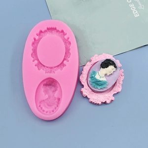 Vintage European silhouette cameo silicone mold for fondant chocolate cake decoration