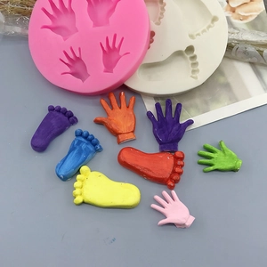 DIY Silicone Palm Footprint Fondant Cake Mold For Chocolate Candy Baking Decorative Tool Manual Craft Kitchen Accessory