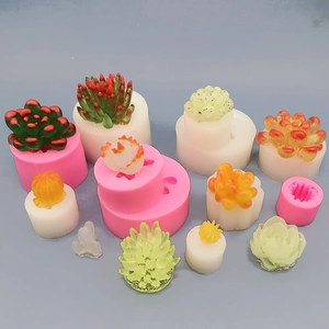3D succulent silicone candle mold set for cactus soap making and resin casting