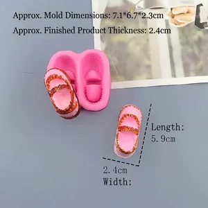 Pink silicone baby shoe mold for DIY resin crafts and fondant cake decorations