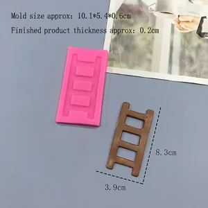 Pink silicone mold for ladder shape chocolate fondant and detailed clay craft tools