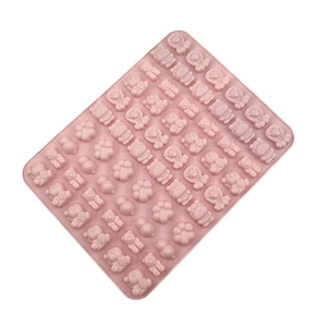 Pink silicone animal candy mold featuring bear and lion shapes for DIY baking and crafts