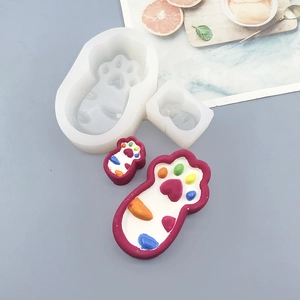 Mini cat paw silicone mold for DIY crafts with semi-transparent flexible resin texture