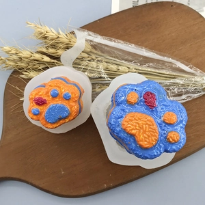 Cat paw silicone mold for DIY rice ball or soap making with finished samples
