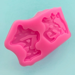 Pink silicone mold with Chinese character design for cake decorating and chocolate DIY