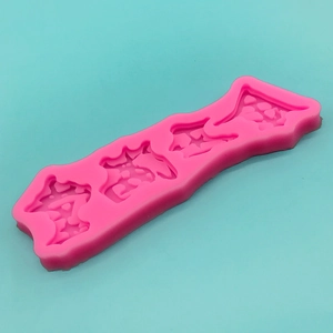 Pink silicone mold with Chinese character engraving for chocolate fondant cake decoration
