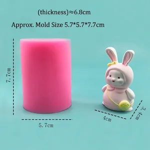 3D Rabbit silicone mold for DIY crafts with a bunny figure carrying a crossbody bag