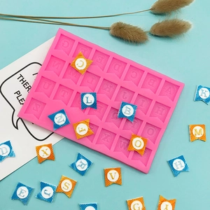 Capital Alphabet Banner Flags Silicone Mold For Chocolate Fondant Baking Cake Decoration Handcrafted Clay DIY Craft Tool