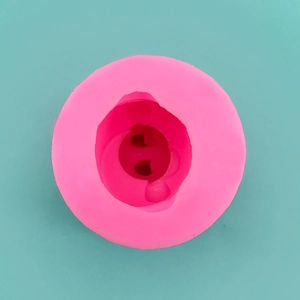 Detailed top view of pink silicone 3D bunny backpack mold for DIY baking and crafts