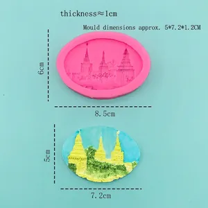 Pink castle castle silicone mold for 3D landmark chocolate fondant cake decoration