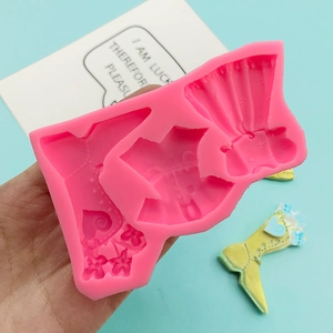 Moule en silicone rose avec bottes victoriennes pour fondant et décoration de gâteaux