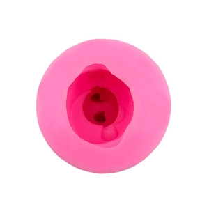 Round pink silicone mold for 3D rabbit DIY chocolate cake and plaster decorations