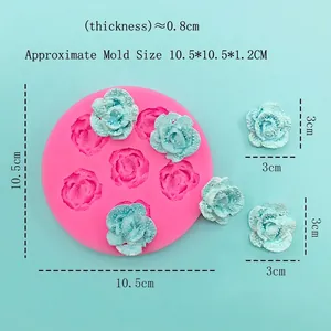 6-cavity rose flower silicone mold for chocolate fondant and DIY plaster resin crafts