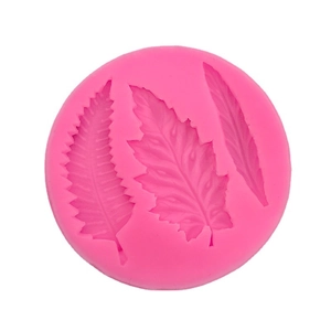 Molde redondo de silicona rosa con hojas para decoración de pasteles y chocolates