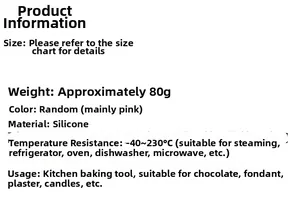 Silicone mold specifications showing temperature range from -40 to 230 degrees Celsius
