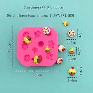 Pink silicone mold for miniature cupcakes and desserts DIY fondant and chocolate tools