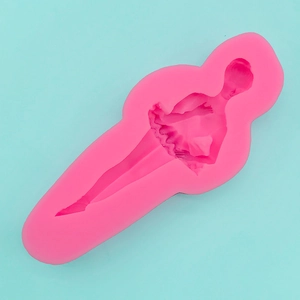 Detail of pink silicone ballet dancer mold for fondant and chocolate DIY crafts