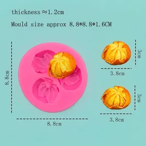 3-Cavity tangerine silicone mold for fondant cake decorating and DIY fruit soap