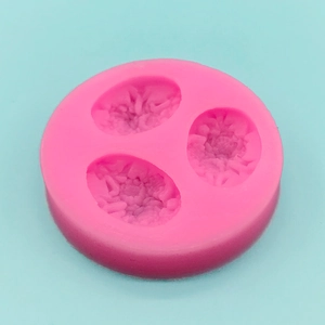 Pink silicone peony rose flower mold with three cavities for DIY fondant and chocolate
