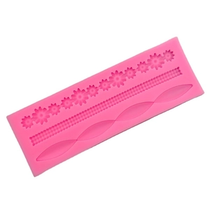 Moule en silicone rose avec vagues et marguerites pour décoration de bordure de gâteau