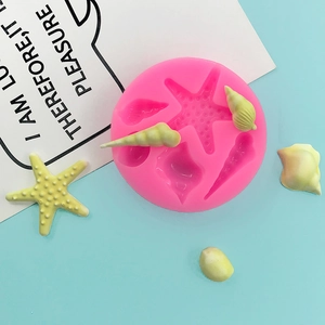 Starfish Seashell Silicone Mold 3D Marine Life Fondant Chocolate Baking Mold For DIY Resin Craft Cake Decorating Pink
