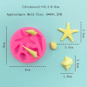 Starfish and seashell silicone mold for DIY resin, fondant, and chocolate craft 6x6x1.2cm