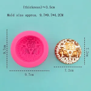 Pink silicone mold for DIY Chinese New Year cakes with koi fish and luck patterns