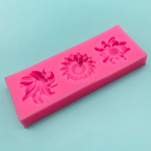 Chrysanthemum lily and sunflower 3-hole silicone mold for fondant and chocolate DIY