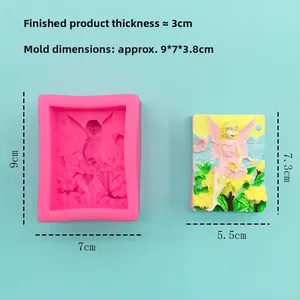 Moule en silicone 3D fille ange et fleurs pour savon et plâtre faits main