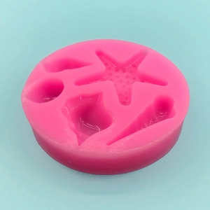 Pink starfish and seashell silicone mold for fondant, chocolate, and DIY resin crafts