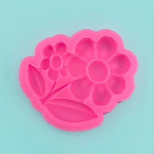 Macro detail of pink sunflower silicone mold for fondant and chocolate baking