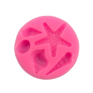 Pink silicone starfish and seashell mold for fondant and chocolate baking decor
