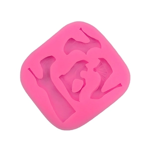 Pink silicone mold with high heels and boots shapes for fondant, chocolate and DIY resin