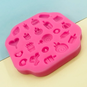 Rosa Silikonform mit Dessertformen wie Herzen und Eis für DIY-Wachssiegel-Bastelarbeiten