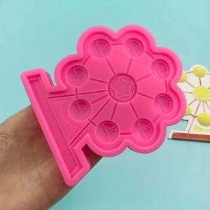 Moule en silicone rose en forme de grande roue pour chocolat, fondant et artisanat DIY