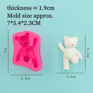 Cute kicking bear silicone mold for chocolate fondant and DIY resin plaster crafts