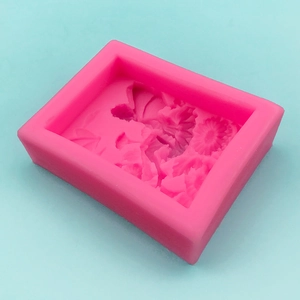 Pink silicone angel girl on flower mold for DIY candles, soap and cake decorating
